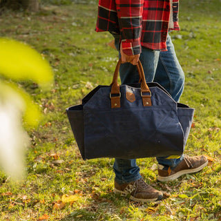 2-in-1 Vedkurv blå Lær og tekstil Alaskan Maker 