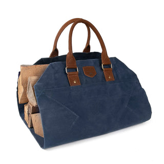 2-in-1 Vedkurv blå Lær og tekstil Alaskan Maker 