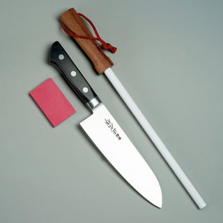 Pure Carbon Santoku & Pussekloss & Brynestav Knivsett/gaveesker Masahiro 